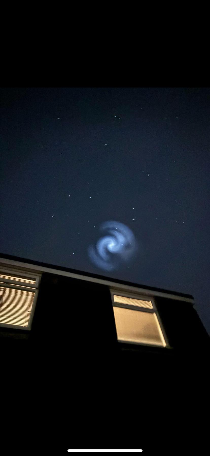 Spiral star-like shape moving west to east